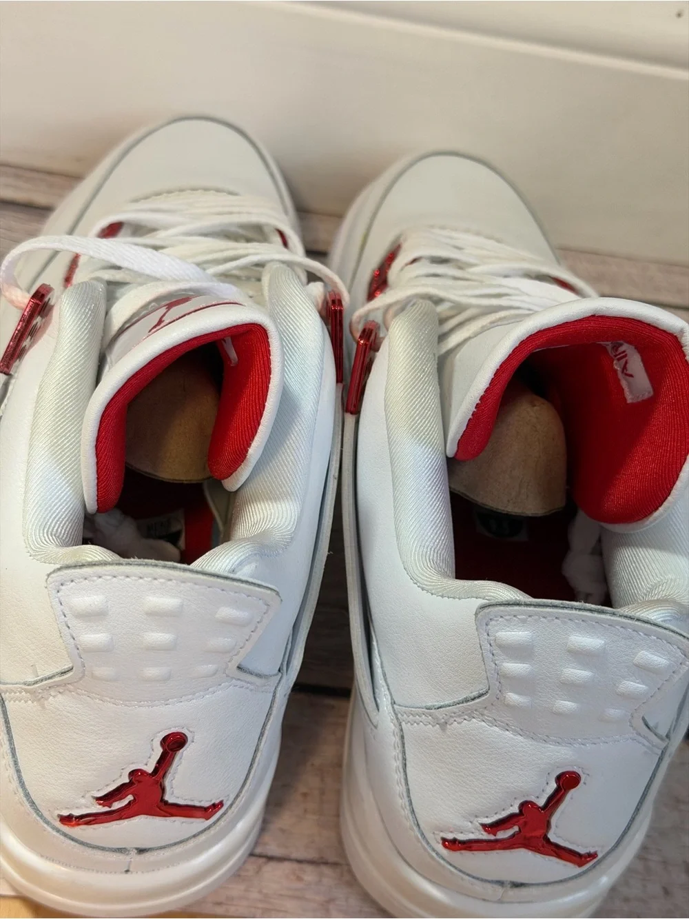 Kids White and Red Jumpman Style Basketball Shoes